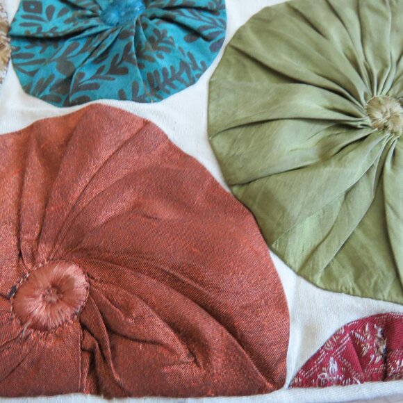 PIER 1 IMPORTS Cotton Silk Applique Patchwork Circle Decor Throw Pillow Sham - Picture 9 of 13